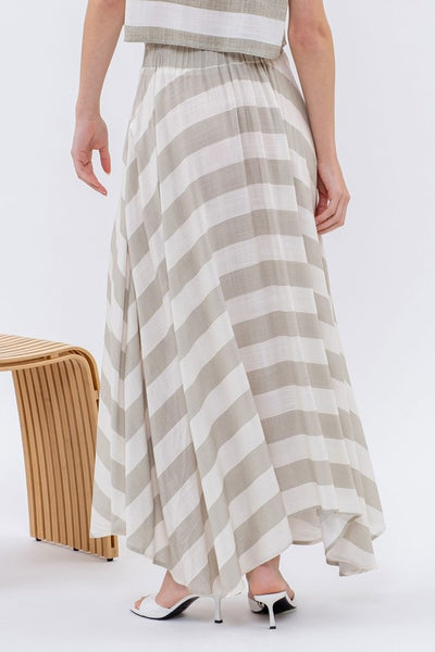 Striped Midi Skirt - Olive