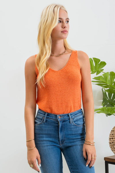 Lightweight Sweater Tank - Orange