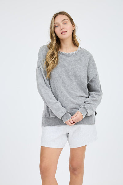 Washed Crewneck Sweatshirt - Gray