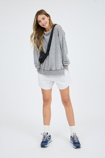 Washed Crewneck Sweatshirt - Gray