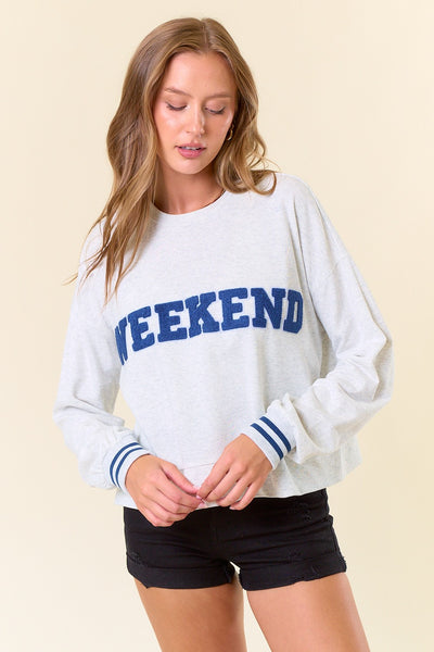 "Weekend" Patch Sweatshirt